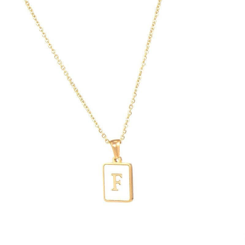 Square Initial 18K Gold- Plated Stainless Steel Necklace