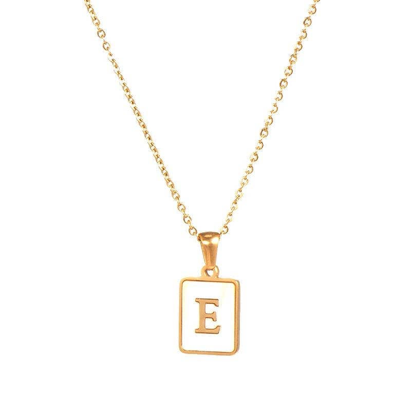 Square Initial 18K Gold- Plated Stainless Steel Necklace