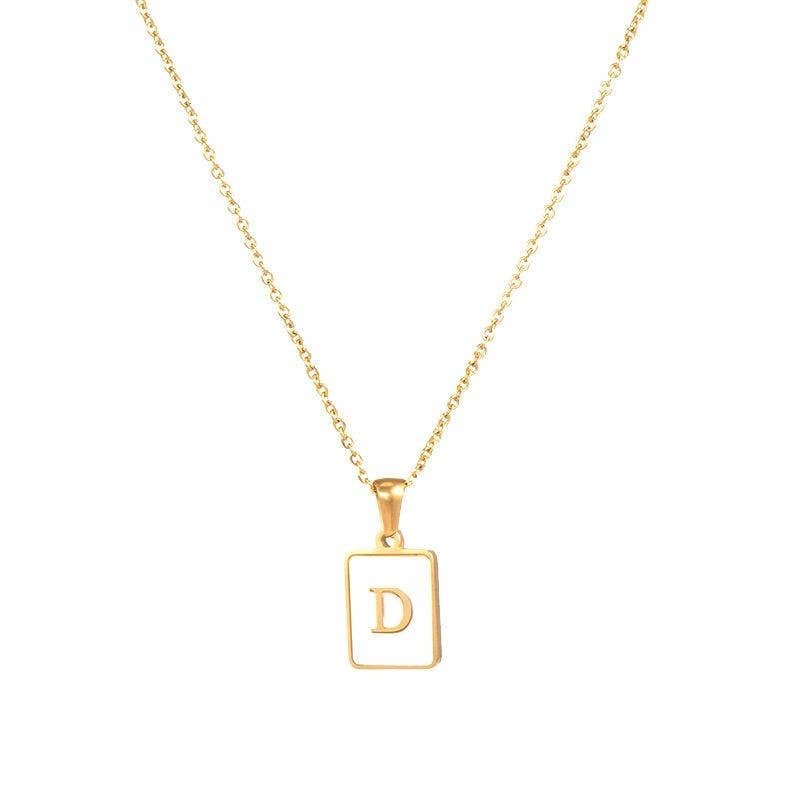 Square Initial 18K Gold- Plated Stainless Steel Necklace