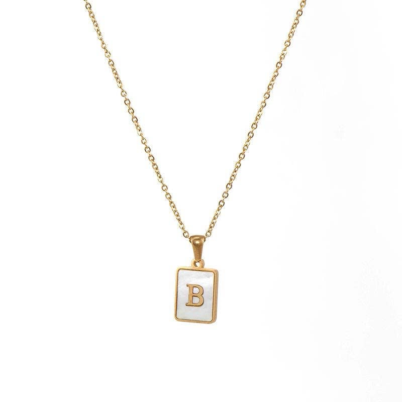 Square Initial 18K Gold- Plated Stainless Steel Necklace