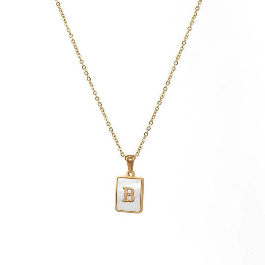 Square Initial 18K Gold- Plated Stainless Steel Necklace