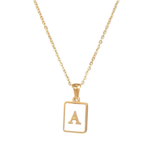 Square Initial 18K Gold- Plated Stainless Steel Necklace