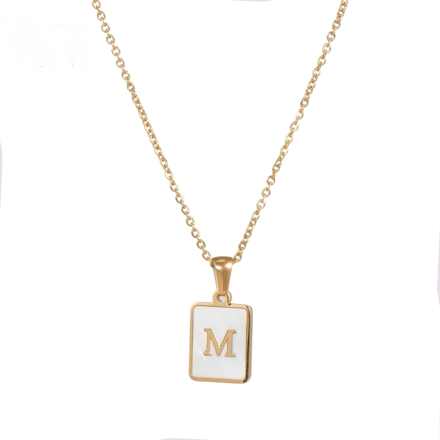 Square Initial 18K Gold- Plated Stainless Steel Necklace