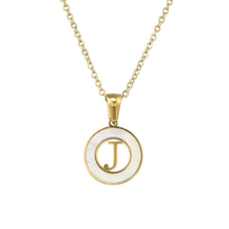 Circular Hollow Initial Gold-Plated Stainless Steel Necklace