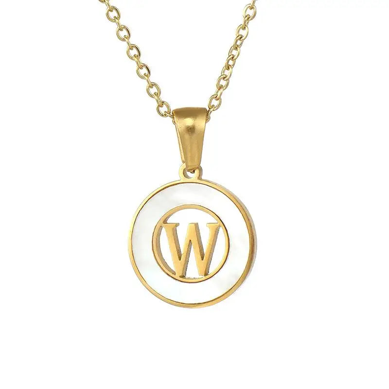 Circular Hollow Initial Gold-Plated Stainless Steel Necklace