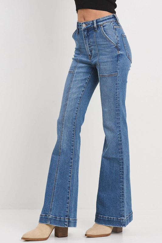 Utility Pocket Seam Flare Jeans