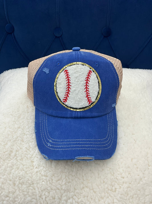 Baseball Ideal Chenille Vintage Hat: Royal Blue