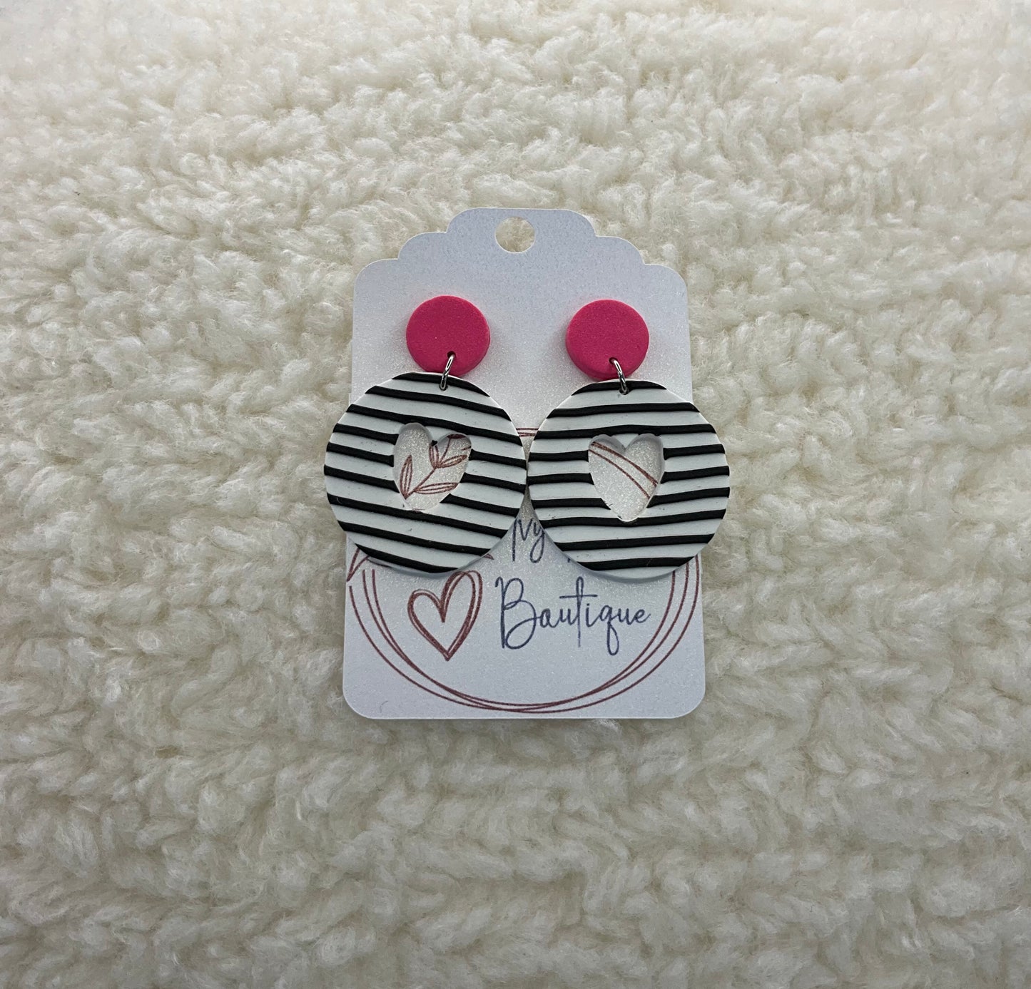 Black & White Heart Dangle Earrings