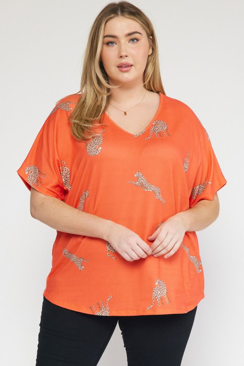 Curvy Orange Tiger Top