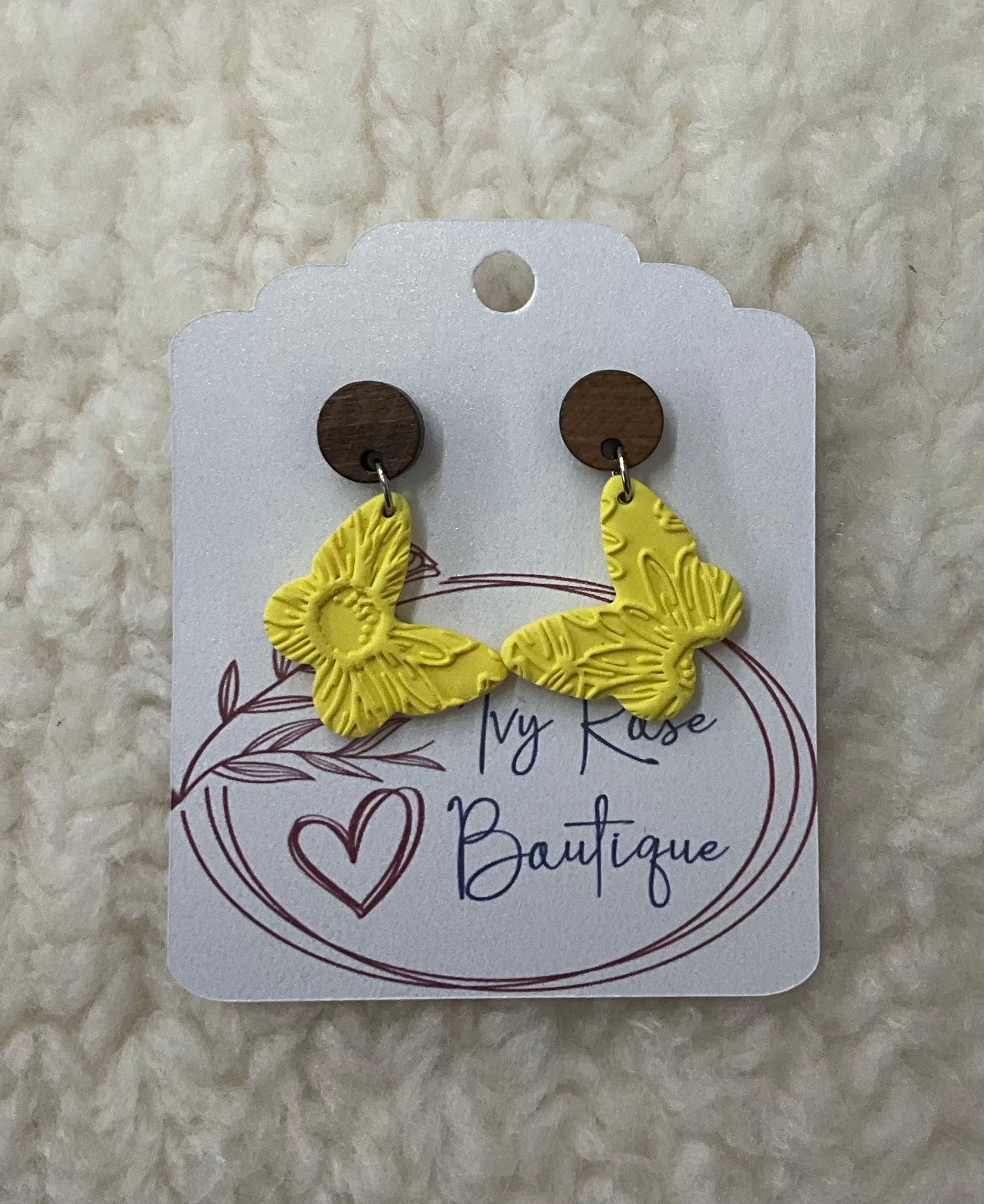 Yellow Butterfly Dangle Earrings