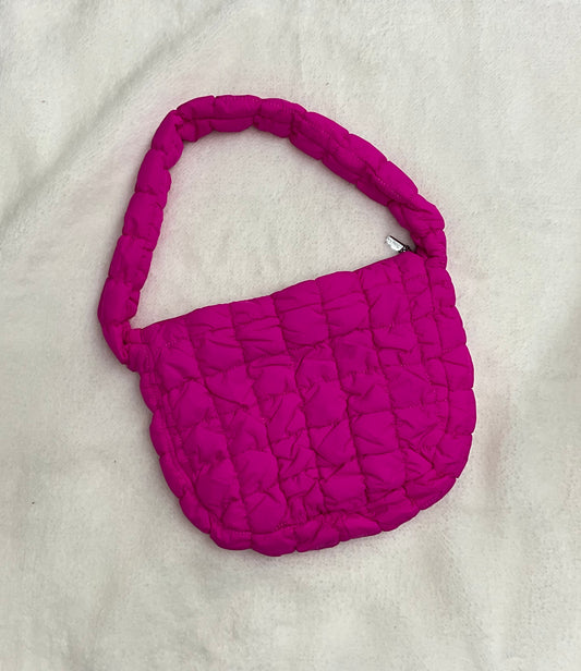 Hot Pink Puffer Tote Slouch Bag