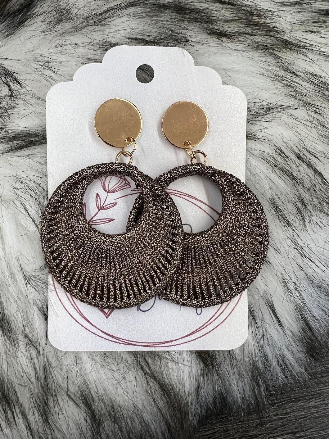 Bronze raffia earrings