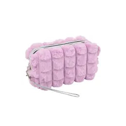 Faux Fur Quilted Cosmetic Pouch (Various)