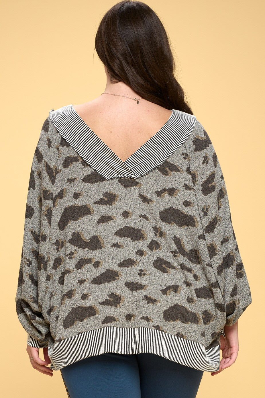 Plus Animal Print Reversible Oversized Top