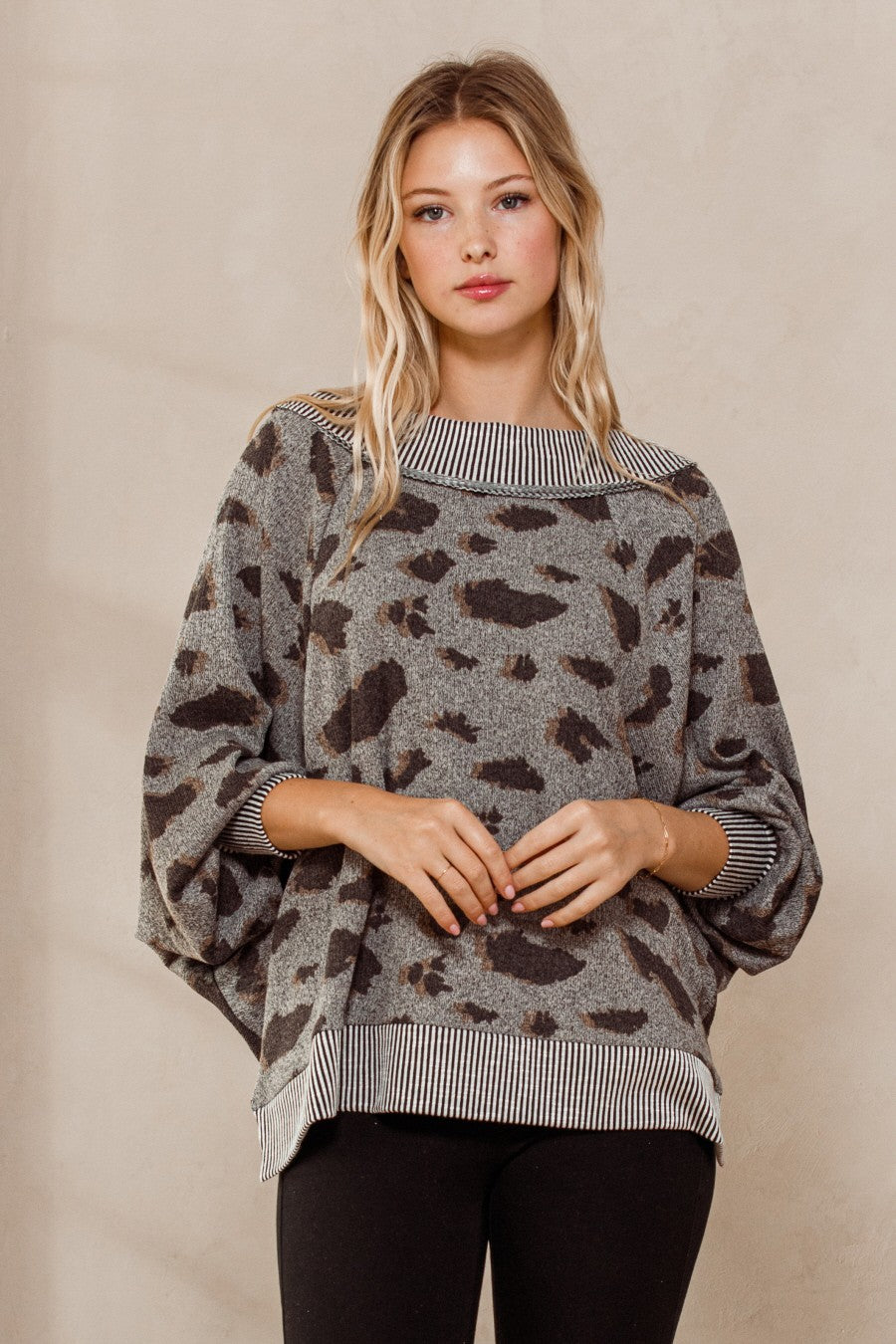 Animal Print Reversible Oversized Top