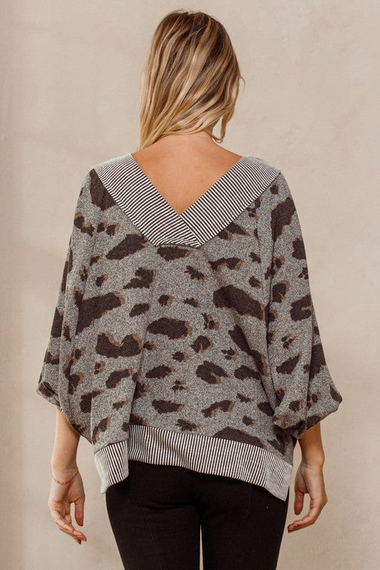 Animal Print Reversible Oversized Top