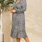 Plus Black/Grey Leopard Print Tiered Midi Dress