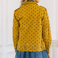 Washed Star Print Button Down Jacket-Gold