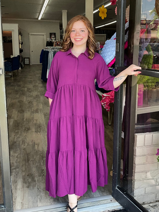 Magenta Tiered Maxi Dress