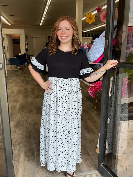 Floral Color Block Dress