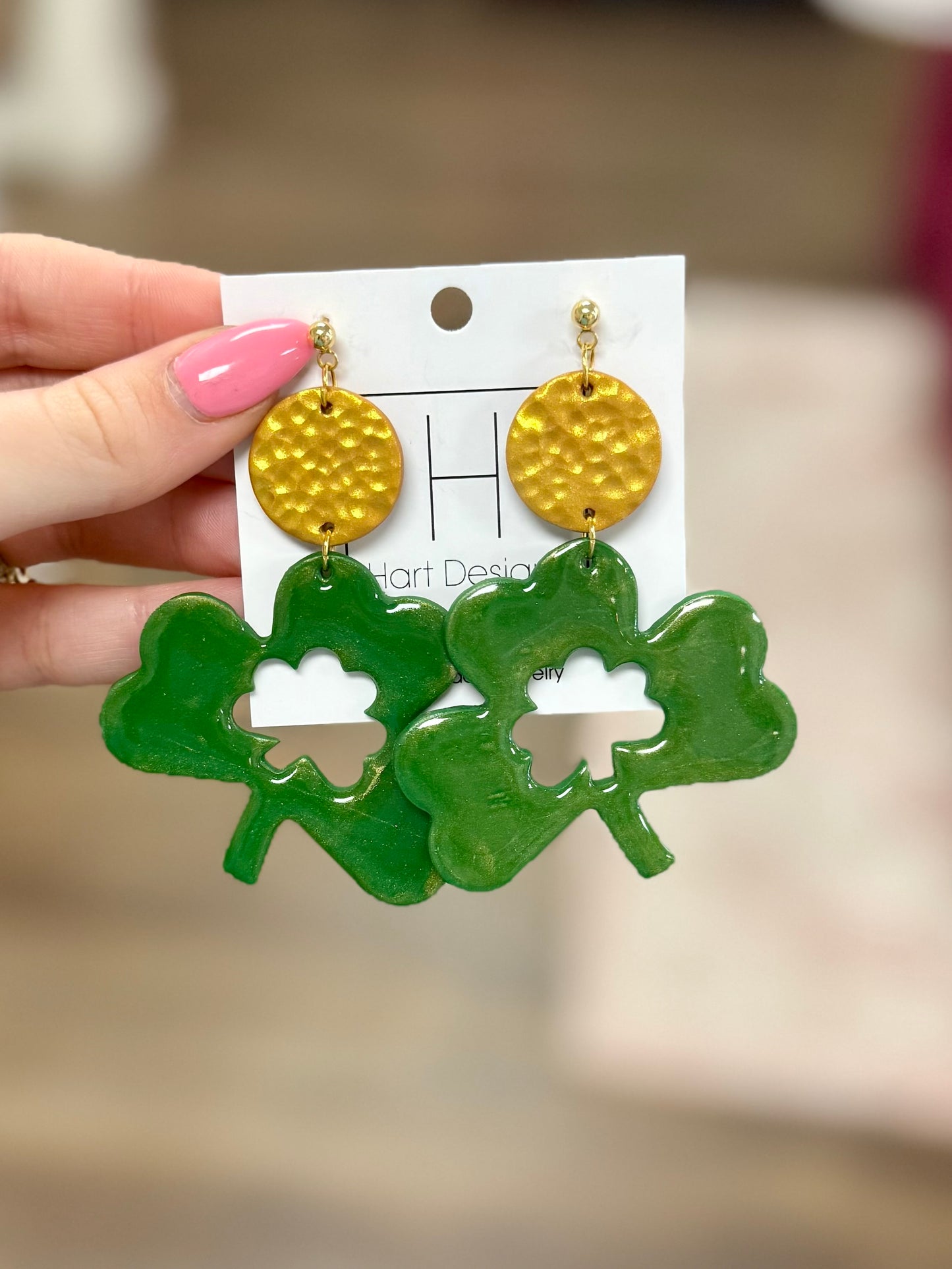 Hart Designs Gold Shamrock Earrings