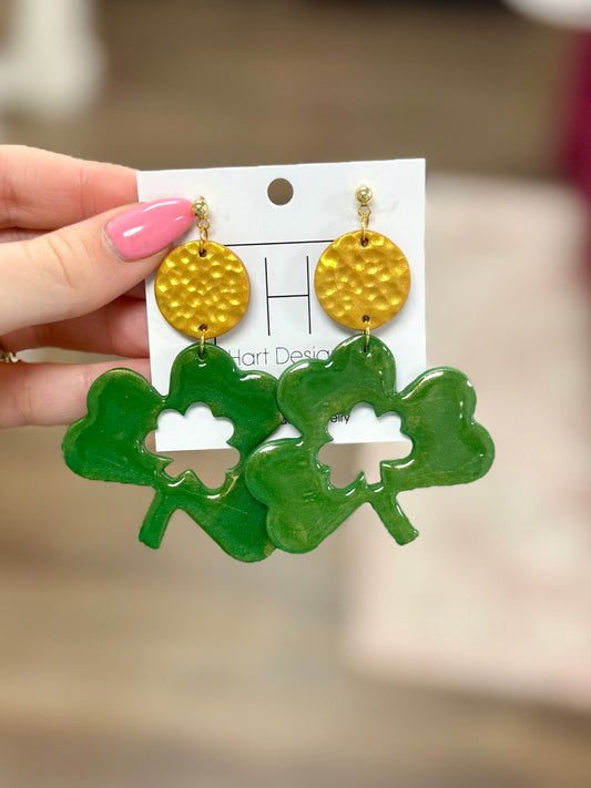 Hart Designs Gold Shamrock Earrings
