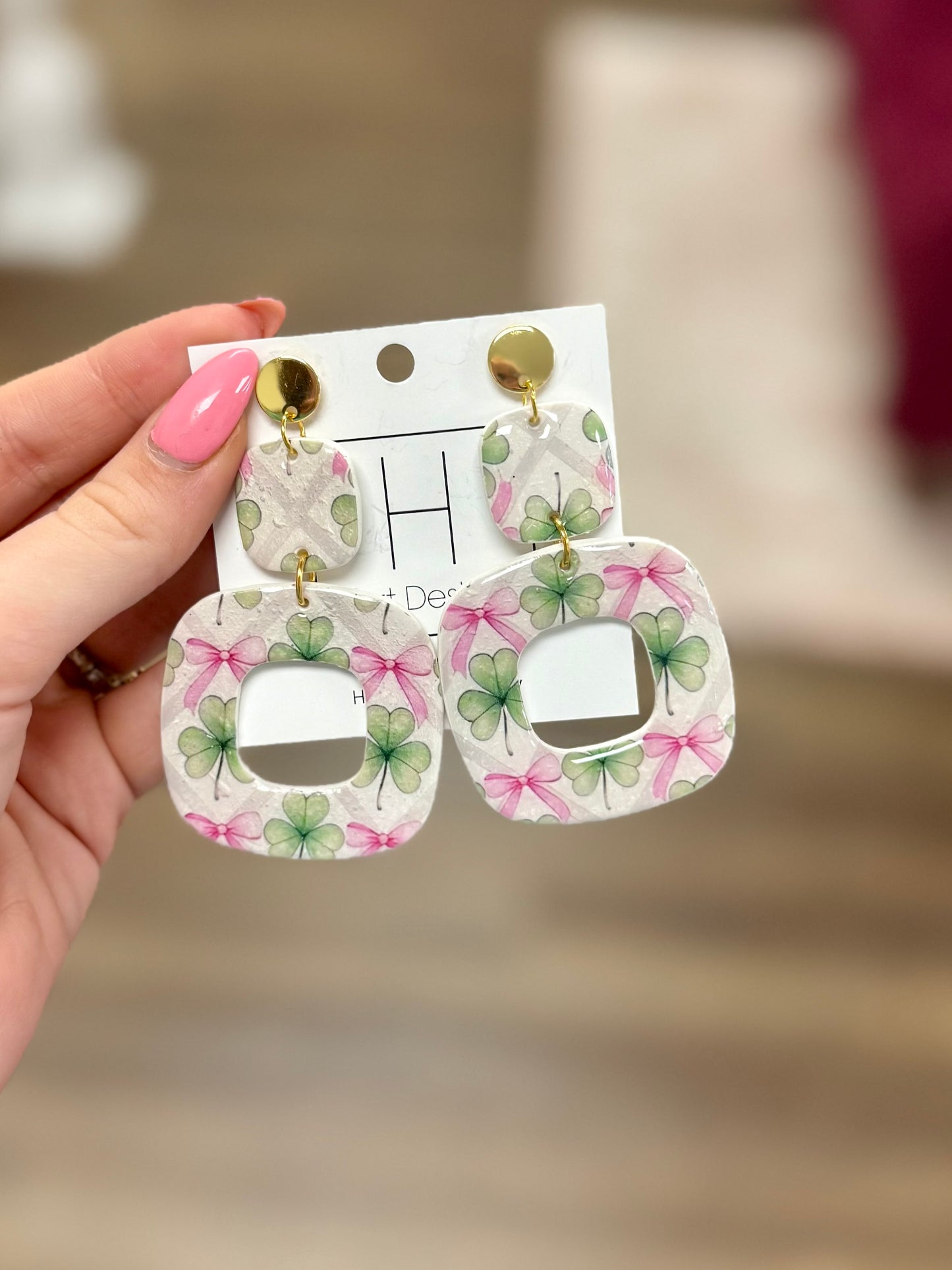 Hart Designs Bow Shamrock Earrings