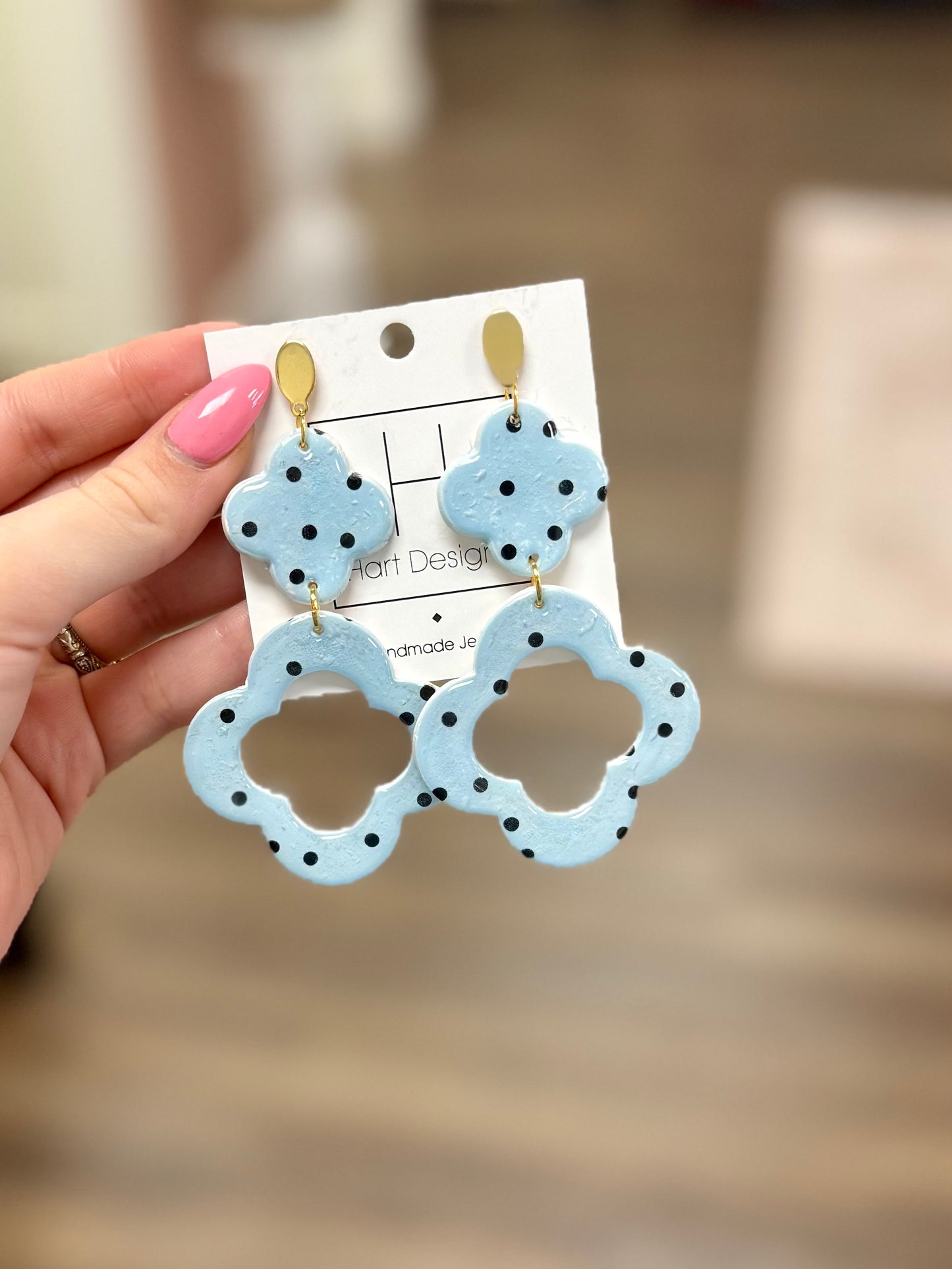 Hart Designs Blue Polka Dot Drop Earrings