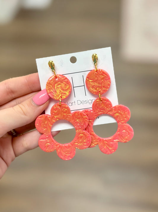 Hart Designs Coral Shimmer Flower Earrings