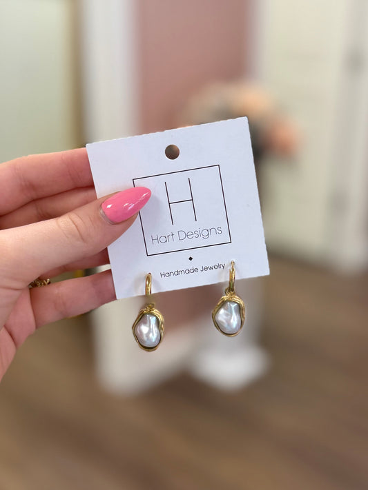 Hart Designs Gold Pearl Dangle Earrings