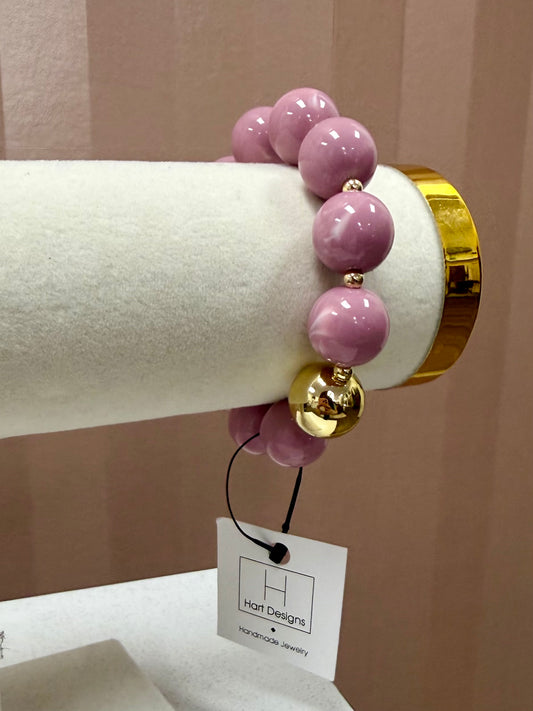 Hart Designs Mauve & Gold Bead Bracelet