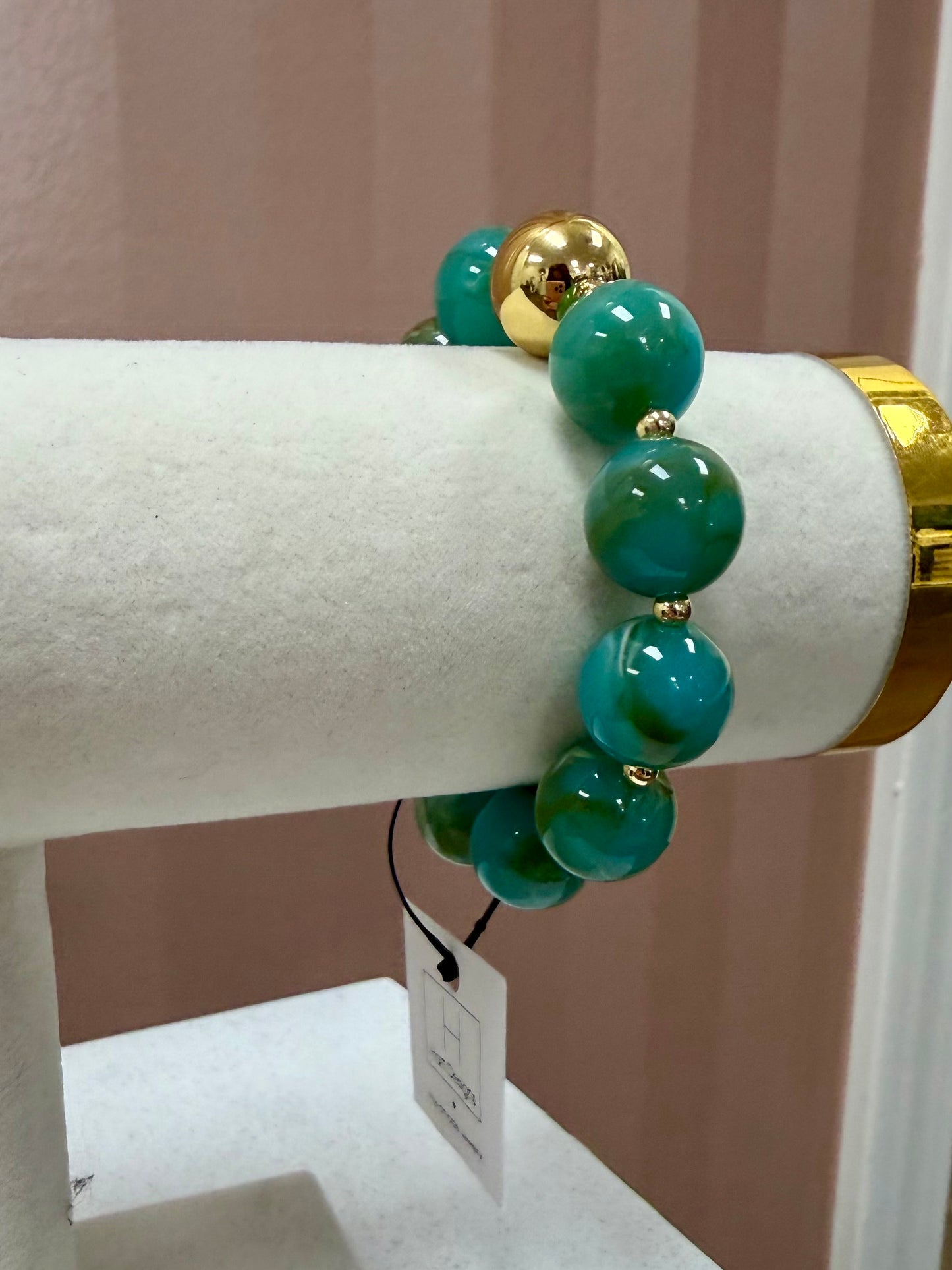 Hart Designs Teal & Gold Bead Bracelet