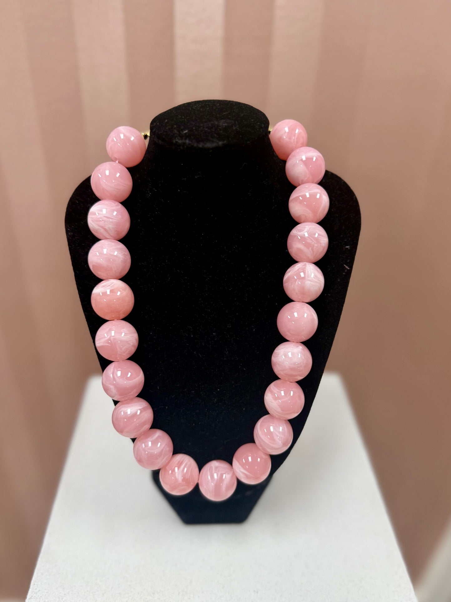 Hart Designs Pink Marble Large Bead Necklace
