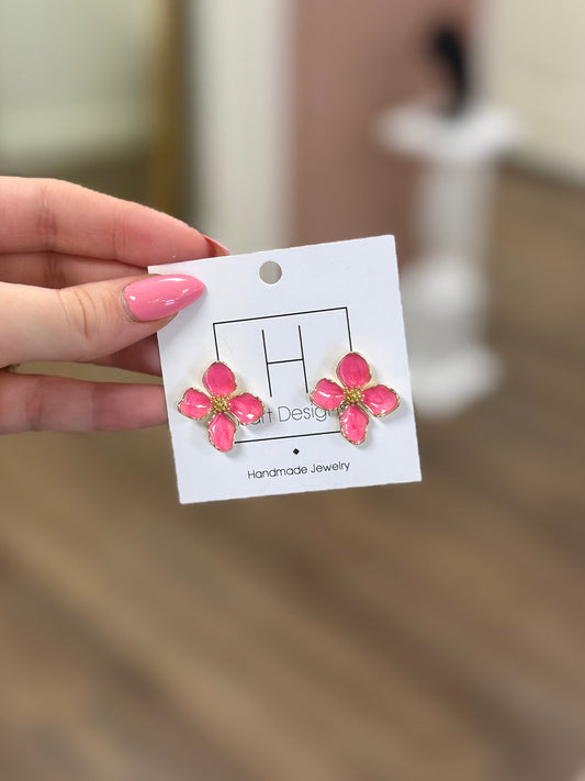 Hart Designs Pink Floral Stud Earrings