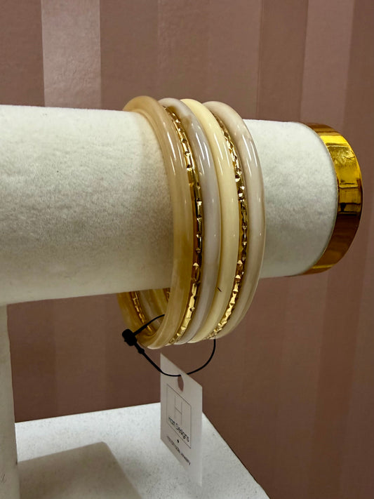 Hart Designs Cream & Gold Bangle Set