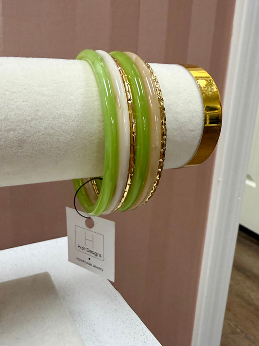 Hart Designs Green & Gold Bangle Set