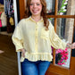 Yellow Pocket Detail Ruffle Hem Top