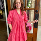Coral Smocked Neck Mini Dress