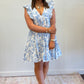 Misty Blue Floral Ruffled Dress