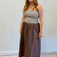 Brown Striped Tube Dress