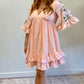 Rose Embroidered Babydoll Dress