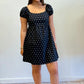 Black Puff Sleeve Polka Dot Mini Dress