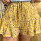 Yellow Floral Flounce Shorts