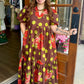Chocolate Floral Polka Dot Tiered Maxi Dress