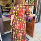Chocolate Floral Polka Dot Tiered Maxi Dress