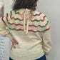 Rainbow Textured Back Tie Detail Knit Sweater