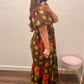 Chocolate Floral Polka Dot Tiered Maxi Dress