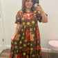 Chocolate Floral Polka Dot Tiered Maxi Dress