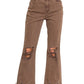Mahogany Z Acid Wash High Waist Distressed Straight Pants
