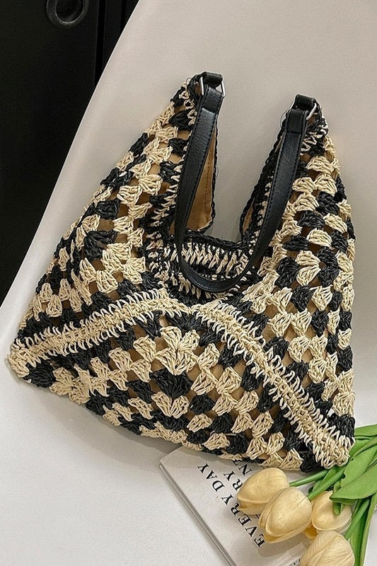 Black Crochet Buckle Shoulder Bag